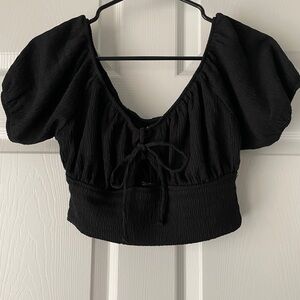 AE Black off the shoulder Puff Sleeve Crop Top